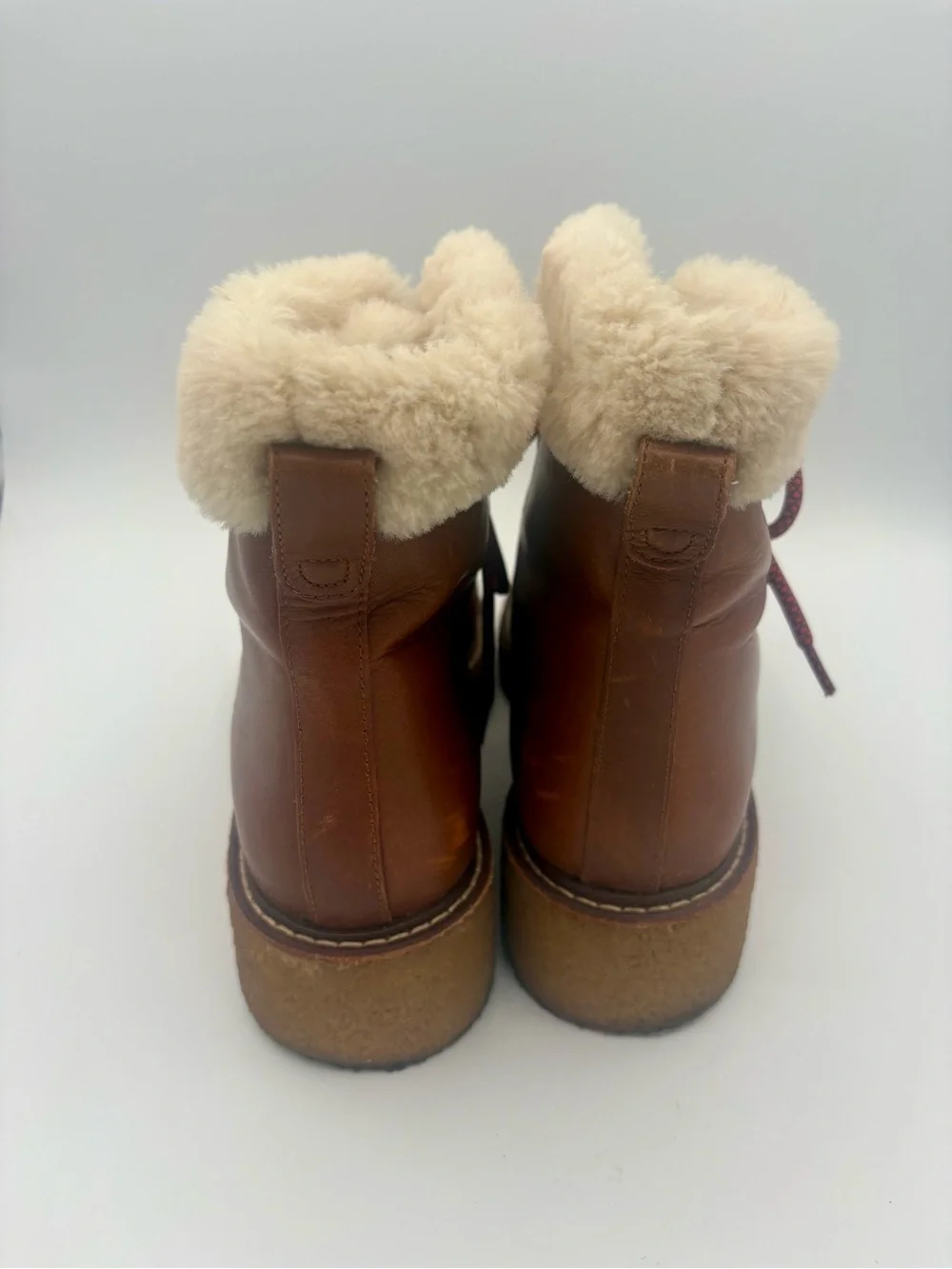 J. Crew Leather Winter Boots with Wedge Crepe Sole Nordic Warm Lace Up Size 9